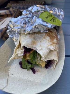 Burrito “Dolores Green Mango” with veggie strips. $15.70 (100kr). at Zocalo in Copenhagen