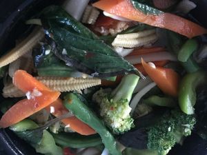 Spicy basil vegetables at Kittiwat Thai Kitchen in Frederick