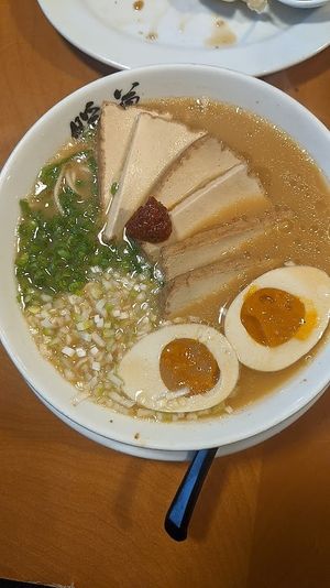 Miso atsuage ramen with vegan egg made from agar at Ramen Danbo - Kitsilano in Vancouver