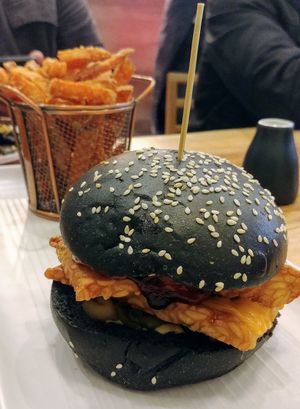 Double cheeseburger at Ubuntu Vegan Cafe in Hawthorn