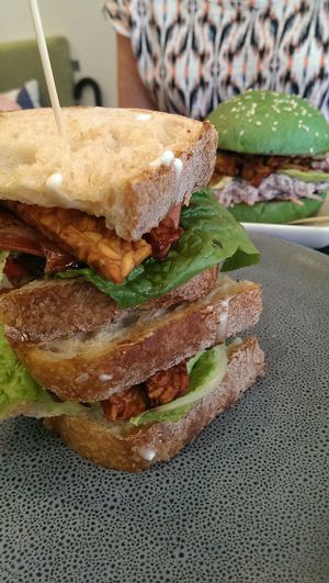 Vegan BLT  and Jackfruit Burger at Ubuntu Vegan Cafe in Hawthorn