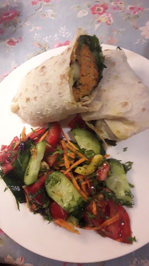 Vegan roll with side salad at Twelve Tables in Yerevan