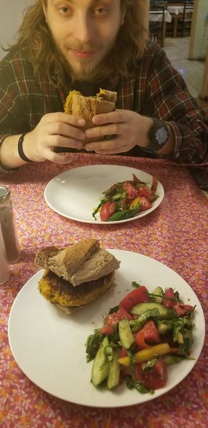 Vegan burger at Twelve Tables in Yerevan