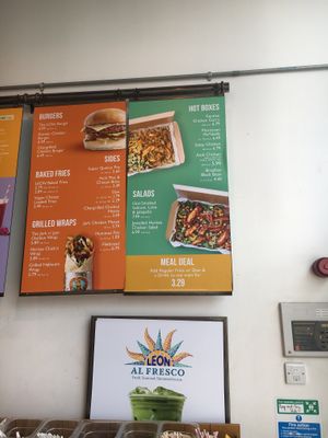 Wall menu at LEON - South Kensington in South West London