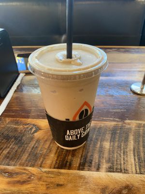 Turned the peanut butter power vegan by taking away the yogurt and adding banana - delish!  at Pressed Cafe in Burlington