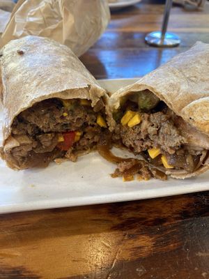 Spanish burrito - great flavors here  at Pressed Cafe in Burlington