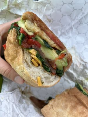Vegan southwestern breakfast sandwich   at Pressed Cafe in Burlington