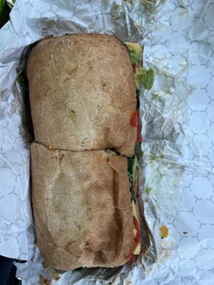 Vegan southwestern breakfast sandwich / huge!  at Pressed Cafe in Burlington