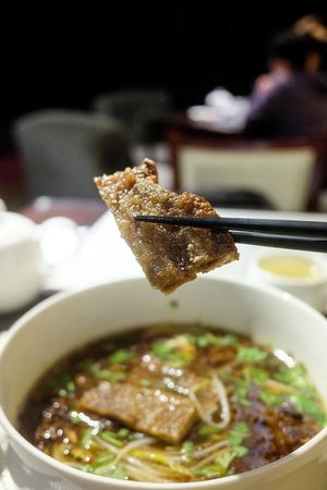 Soy cutlet noodles (quite oily) at Meimen FángKōngDòng 梅門防空洞 in Taipei