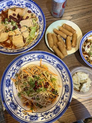 Spring rolls and mouth watering tofu   at Chilli Daddy in Bristol
