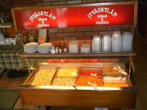 Salad table. Salads, coffee and water are free for customers. at Jyvaskylan Kebab in Jyvaskyla