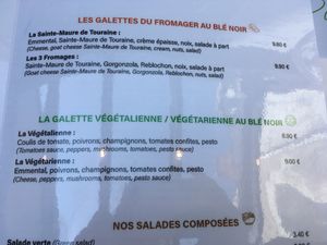 Mention of vegetarian and vegan galette on the menu. at Crêperie Les 4 Saisons in Amboise