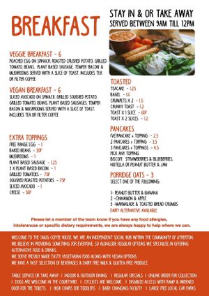 Breakfast  at The Snug in Atherton