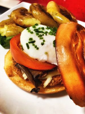 Piled high veggie brekkie
 at The Snug in Atherton