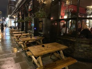 Outdoor seating  at Fountains Abbey in West London