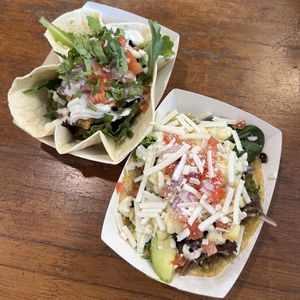 chile relleno made vegan and portobellini made vegan  at Craft and Taco Lounge in Escondido