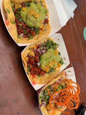Al Pastor (2) and Fried Avocado (1)  at Craft and Taco Lounge in Escondido