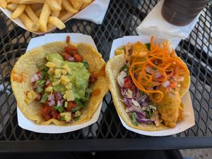 Vegan pastor and avotaco, pastor by far the best for me at Craft and Taco Lounge in Escondido