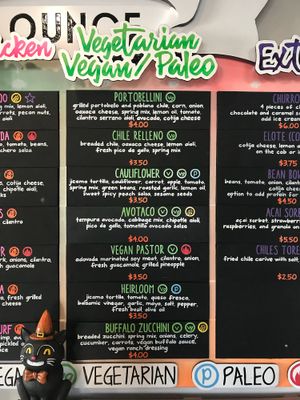 Veggie menu at Craft and Taco Lounge in Escondido