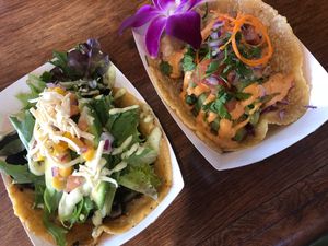 Vegan portabelini and vegan avocado taco  at Craft and Taco Lounge in Escondido