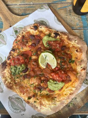 Five bean fajita pizza 🍕  at Johnny Dough's at The Bridge in Conwy