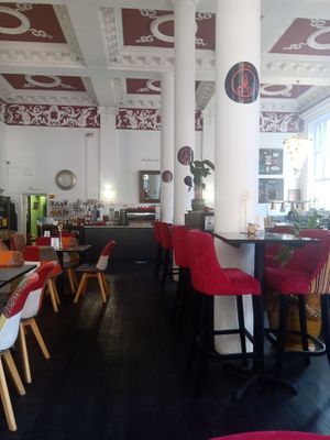 Inside the cafe at Prana Cafe in Leicester