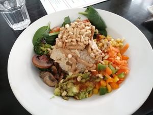 Tofu Buddha bowl at Prana Cafe in Leicester