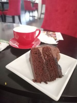 Chocolate cake at Prana Cafe in Leicester