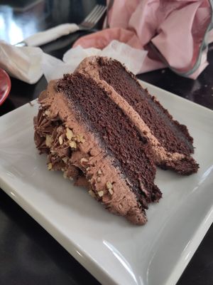 Ferraro rocher cake at Prana Cafe in Leicester