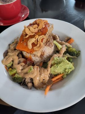 Tofu Buddha bowl at Prana Cafe in Leicester