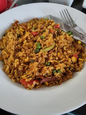 tofu fried rice at Prana Cafe in Leicester