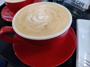 Latte at Prana Cafe in Leicester