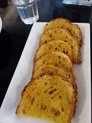 Garlic bread at Prana Cafe in Leicester