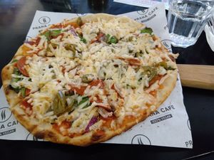 Pepperoni pizza at Prana Cafe in Leicester