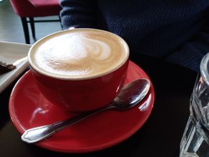 Flat white at Prana Cafe in Leicester