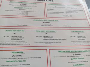 Bowl, curry and stir fry menu at Prana Cafe in Leicester