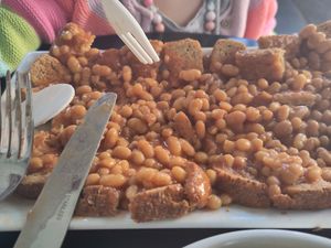 Beans on toast at Prana Cafe in Leicester
