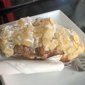 Almond croissant (vegan)   at Prana Cafe in Leicester