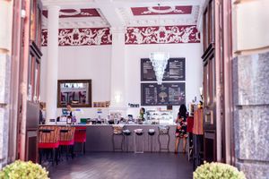prana stunning ornate ceilings at Prana Cafe in Leicester