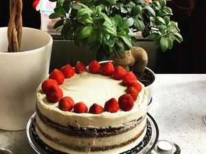 Vegan Victoria sponge cake, from Facebook page at Prana Cafe in Leicester
