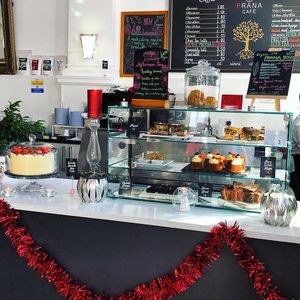 counter at Prana Cafe in Leicester