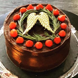 vegan Christmas cake, from facebook page at Prana Cafe in Leicester