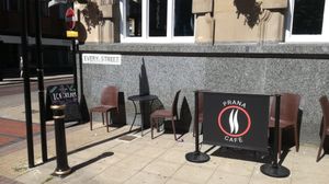 Outside at Prana Cafe in Leicester