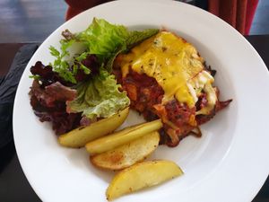 Lasagna at Prana Cafe in Leicester