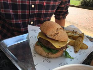 Quarter pounder burger 🍔 🍟  at Prana Cafe in Leicester
