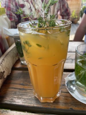 Home made lemonade with thymian and marajuca (i Think)  at Hans im Glück in Bonn