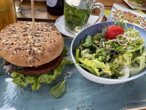 Burger and salad (menu)  at Hans im Glück in Bonn