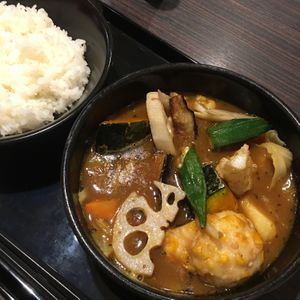 Vegan soup curry (winter special only) at Coco Ichibanya - Sumiyoshicho in Tokyo