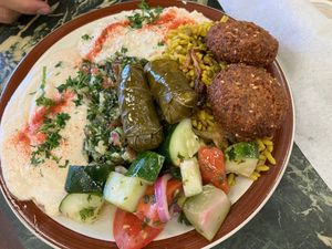 Veggie combo plate at Sunrise Deli in San Francisco