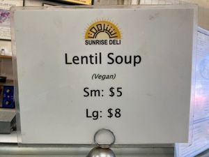Soup at Sunrise Deli in San Francisco